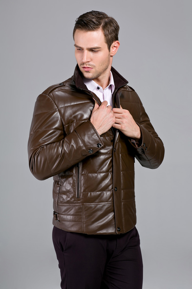 雷豹秋冬2013新款真皮男式加棉皮衣海宁真皮男时尚休闲修身绵羊皮衣