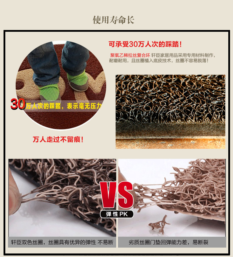 
                                                            轩皇世家进门地垫门垫脚垫家用入户垫子门口门厅欢迎光临入户门入门防滑蹭脚垫 红底黄字笑脸 60*90cm                