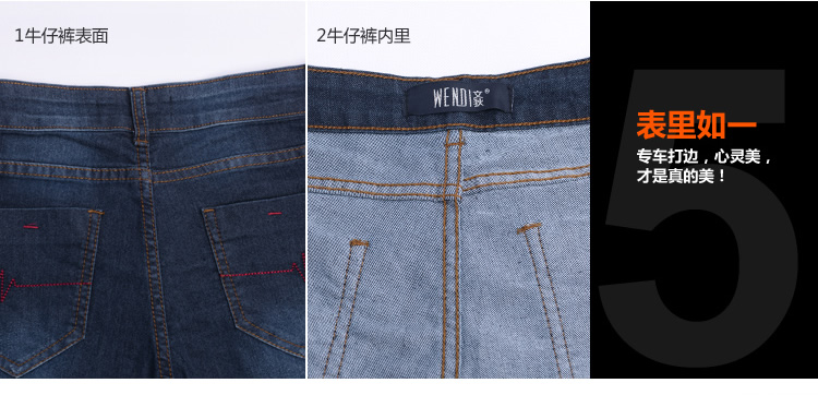
                                        文狄牛仔裤女秋冬款女士大码休闲牛仔裤女高腰直筒女长裤宽松1063 深蓝色 32                