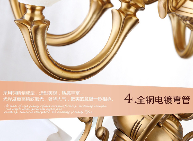 金达别墅客厅餐厅 西班牙云石铜灯客厅 欧式全铜吊灯复MD05017系列 8头