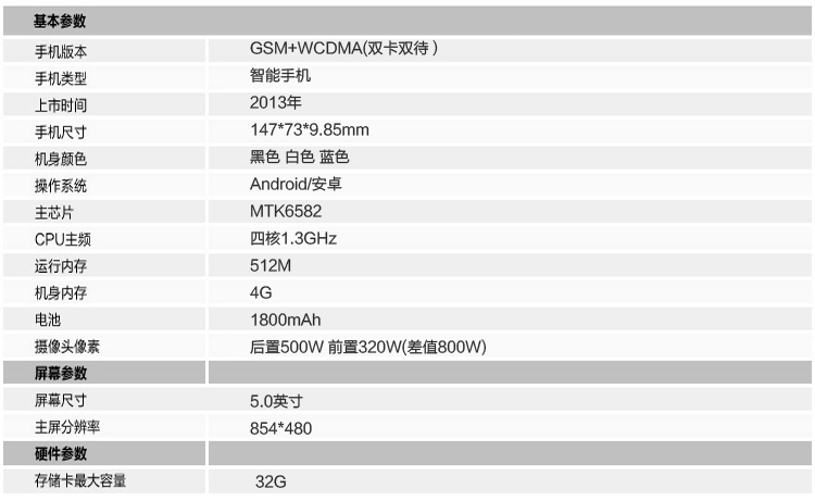 锋达通（Fadar）G1000 移动/联通3G智能手机 双卡双待 锖蓝