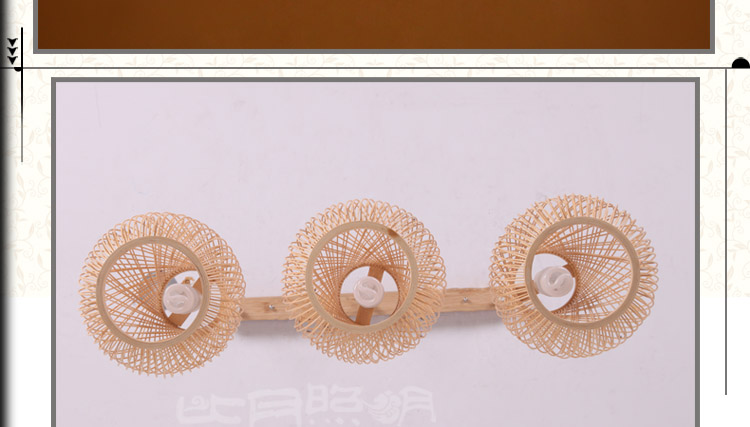 比月照明 中式简约田园风灯具餐厅灯饰东南亚吧台竹灯笼创意三头吊灯3155