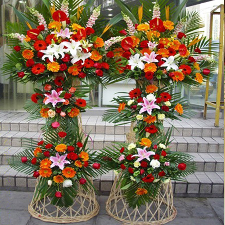 三层单面插花,经典开业花篮(免费附送开业条幅)售价为