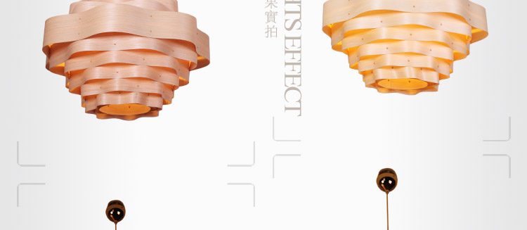 比月吊灯客厅餐厅灯日式现代创意东南亚木皮木质酒店茶楼顶灯具3125 深色 58cm