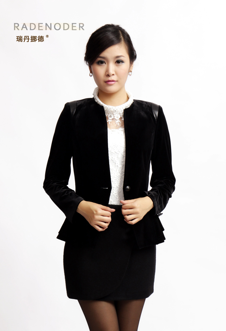 瑞丹挪德 春秋装职业小西装女外套ol修身韩版潮短款西服dwt-8318 黑色
