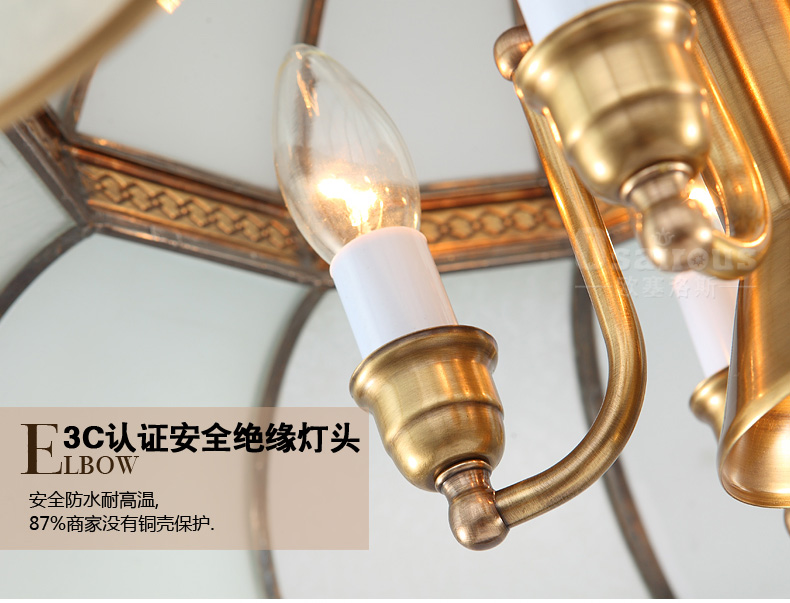 欧塞洛斯 全铜吊灯 餐厅卧室客厅灯 复古简约铜灯 H3/5D