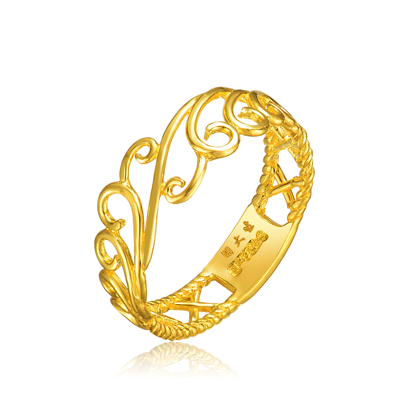 周大生黄金戒指 千足金戒指 女戒 心藤 时尚优雅款 【计价】 顺丰保价