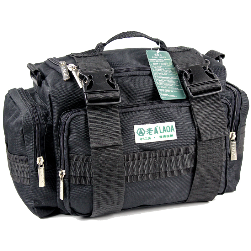 LAOA double-layer thickened electrician repair tool waist bag tool bag tool bag repair bag shoulder electrician bag 15 inches 15-inch square multi-functional repair bag LA212817