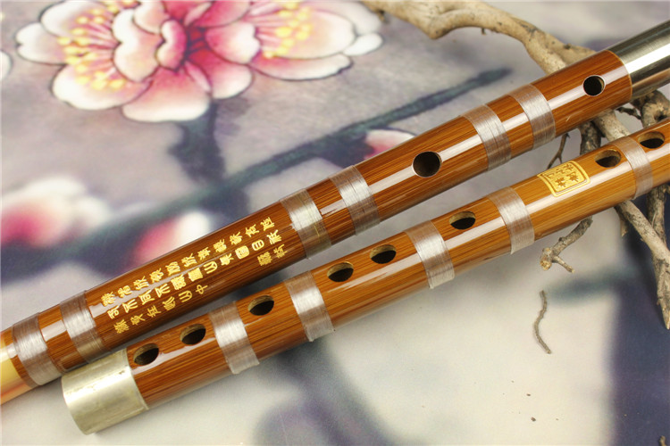 笛乡丁小林竹笛乐器白铜双插两节双节笛子(丁小林精制288 g调)