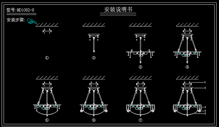 光印灯饰现代简约水晶餐厅灯卧室书房灯半吊灯MD1082 直径45cm