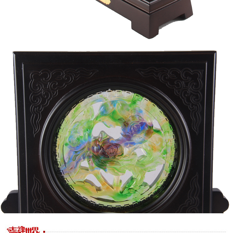 精荟礼品国色天香屏风琉璃工艺品高档礼品结婚礼物婚房摆件创意家居