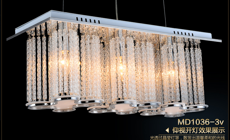 X光印简约现代客厅灯餐厅灯卧室灯水晶灯吊灯餐吊灯亚克力灯具MD1036 (3头)64*24CM