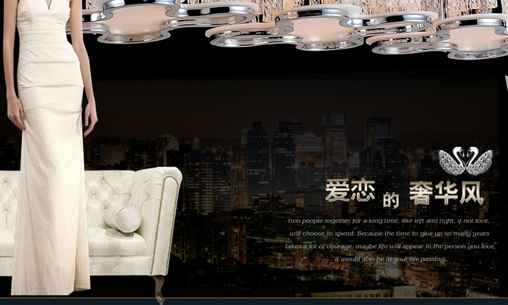 X光印简约现代客厅灯餐厅灯卧室灯水晶灯吊灯餐吊灯亚克力灯具MD1036 (3头)64*24CM