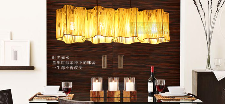 比月新中式吊灯卧室灯具布艺酒店会所餐厅过道创意四头吊灯卧室吧台灯饰3208