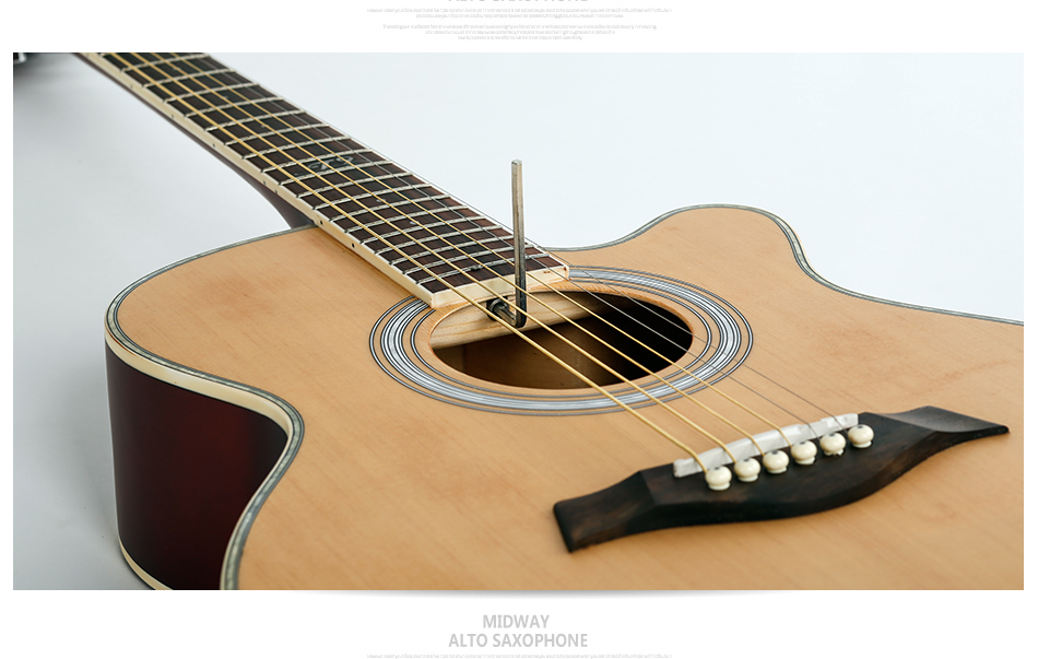 ellen正品吉他包邮 民谣木吉他40寸黑色 木色哑光初学缺角吉它乐器