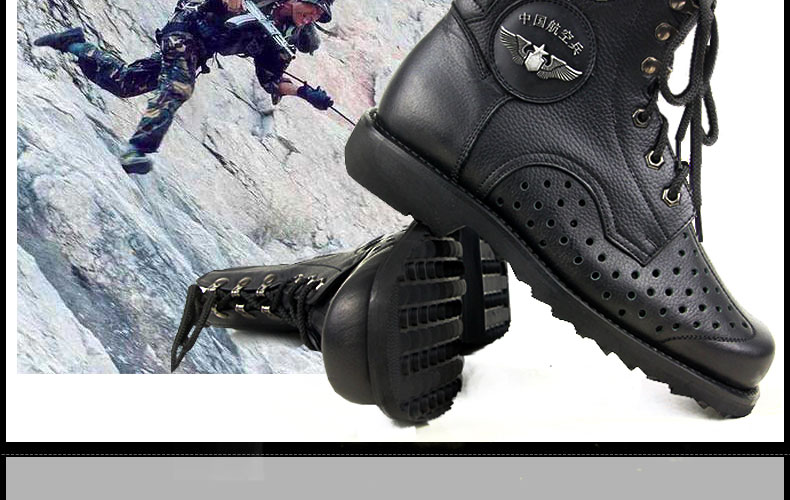 3516皇家航空兵02春秋网眼飞行靴男款真皮户外靴(黑色 41)