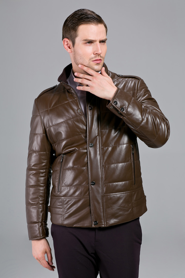 雷豹秋冬2013新款真皮男式加棉皮衣海宁真皮男时尚休闲修身绵羊皮衣