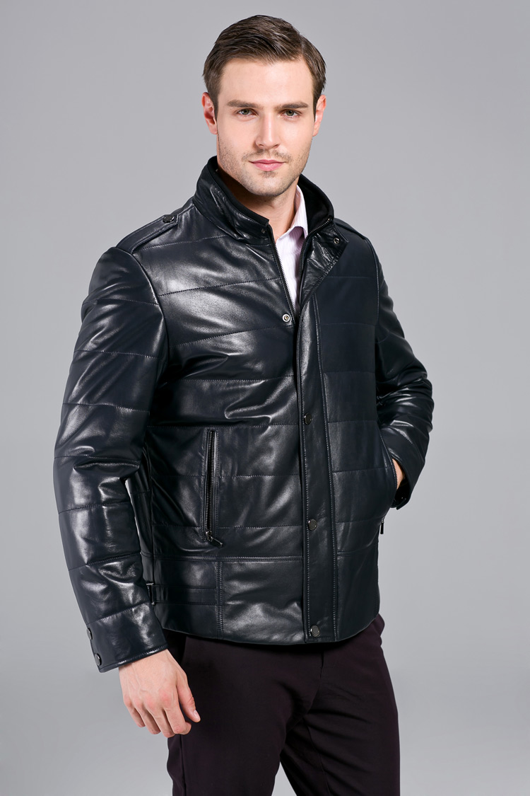 雷豹秋冬2013新款真皮男式加棉皮衣海宁真皮男时尚休闲修身绵羊皮衣