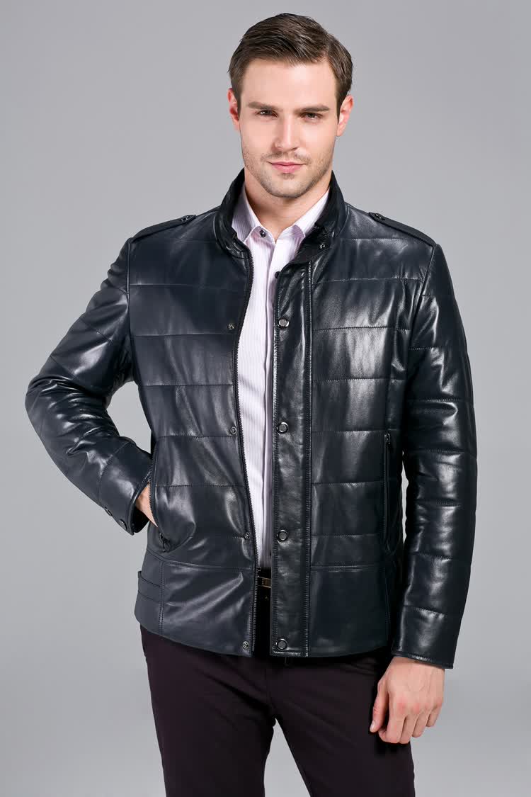 雷豹秋冬2013新款真皮男式加棉皮衣海宁真皮男时尚休闲修身绵羊皮衣