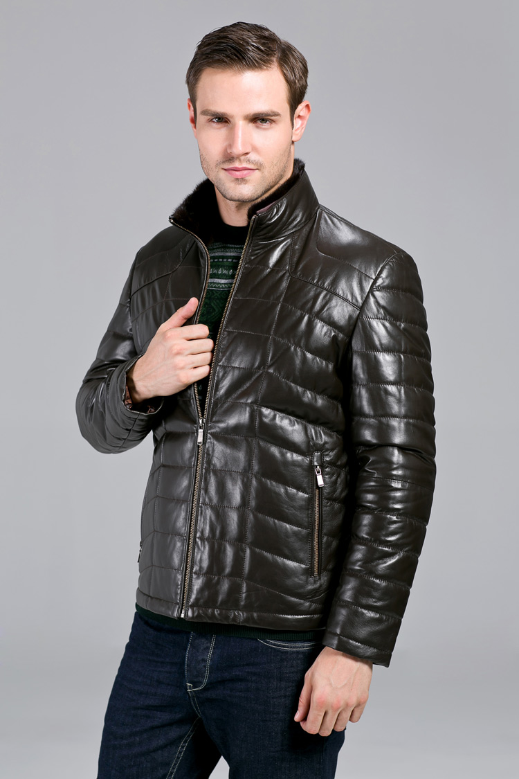 雷豹真皮加棉皮衣进口绵羊皮2013时尚都市男士韩版修身潮皮夹克3126
