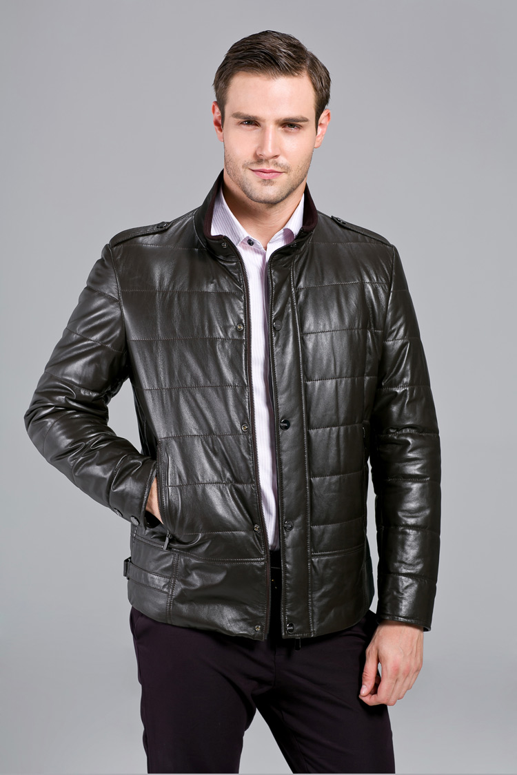 雷豹秋冬2013新款真皮男式加棉皮衣海宁真皮男时尚休闲修身绵羊皮衣
