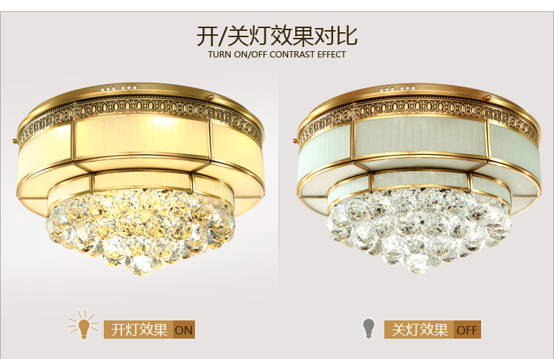 
                                        月影凯顿欧式全铜水晶灯led吸顶灯铜灯客厅灯LED卧室灯餐厅灯具 6灯 直径56cm                
