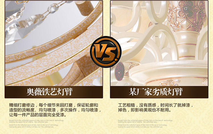 奥薇 欧式树脂吊灯 客厅水晶灯饰 卧室餐厅灯具 欧式灯1047p 8D