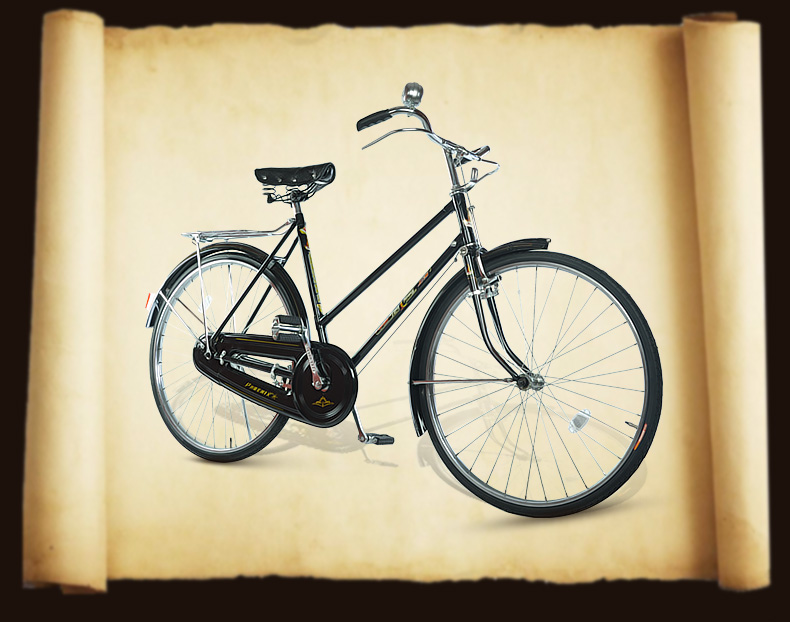 女式复古老式自行车 26寸黑色传统经典老车 经典杆闸车 女士老品车