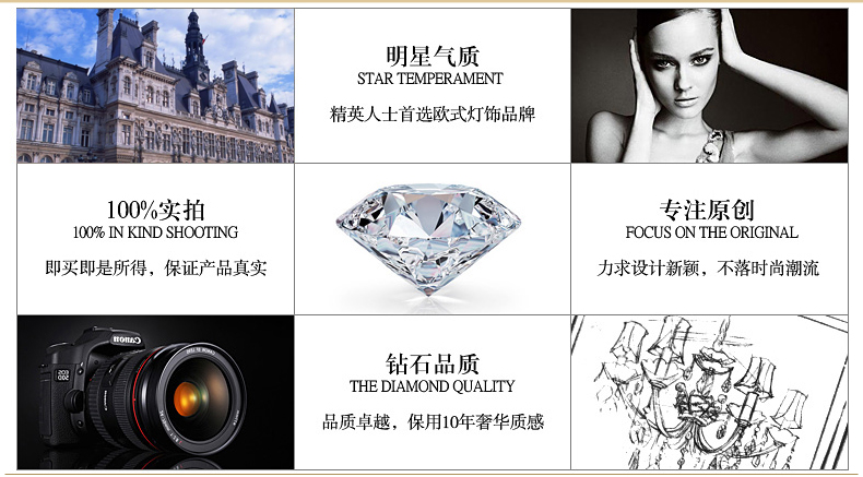 奥薇 铜灯焊锡灯全铜灯 欧式美式灯简欧灯田园灯 客厅灯吊灯1083p 6头