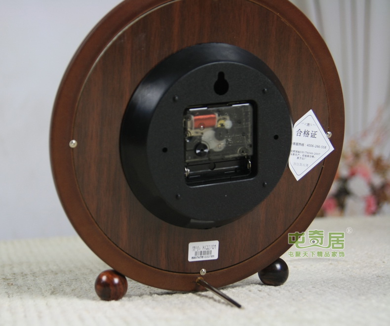 
                                        凯琴（KAIQIN）木头卧室座钟 静音欧式复古居家时钟 木质个性台钟坐钟 棕色                