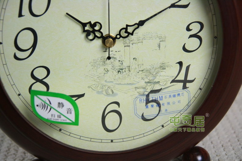 
                                        凯琴（KAIQIN）木头卧室座钟 静音欧式复古居家时钟 木质个性台钟坐钟 棕色                