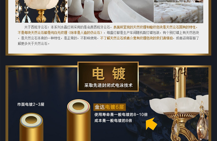 现代全铜中式吸顶灯 西班牙天然云石吸顶灯 客厅书房灯具灯饰MD05010系列 55*55*13CM