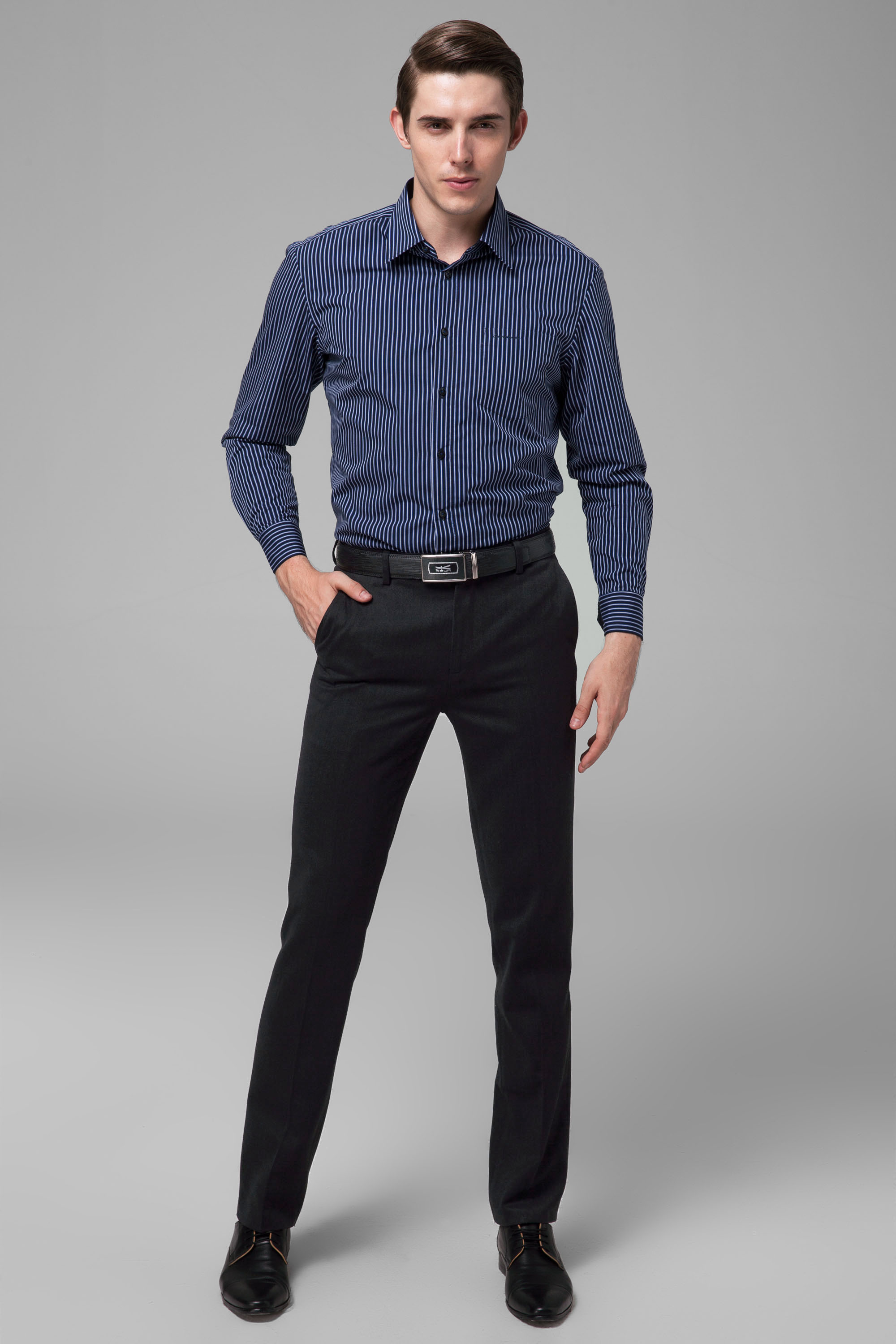 【双十大促】圣得西2013秋装男装黑色灰色修身版厚款男士正装西裤