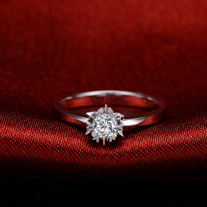 冉爱珠宝 南非钻石18k白金30分i-j色钻戒婚戒结婚戒指【配送最严格