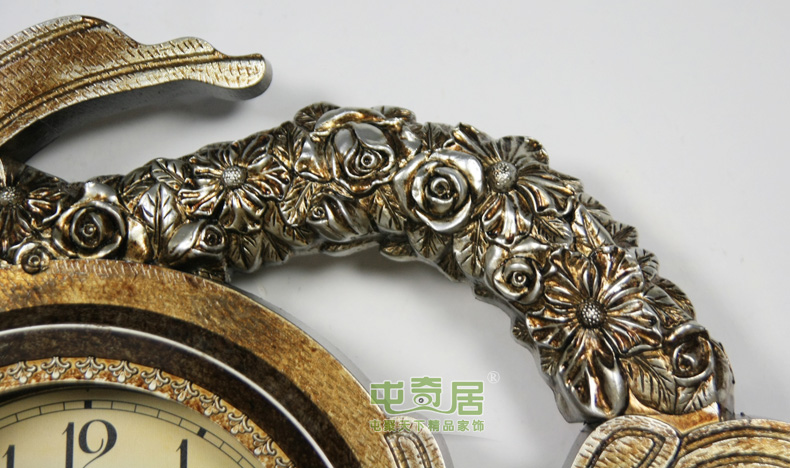 
                                        丽盛（LISHENG） 大号LOVE心形欧式静音客厅挂钟/挂表/卧室钟表/餐厅摆钟时钟 棕色                