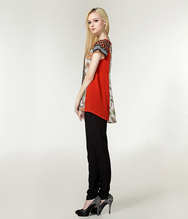 buoubuou邦宝女装正品 2013夏款名族风时尚印花雪纺上衣 q22679a