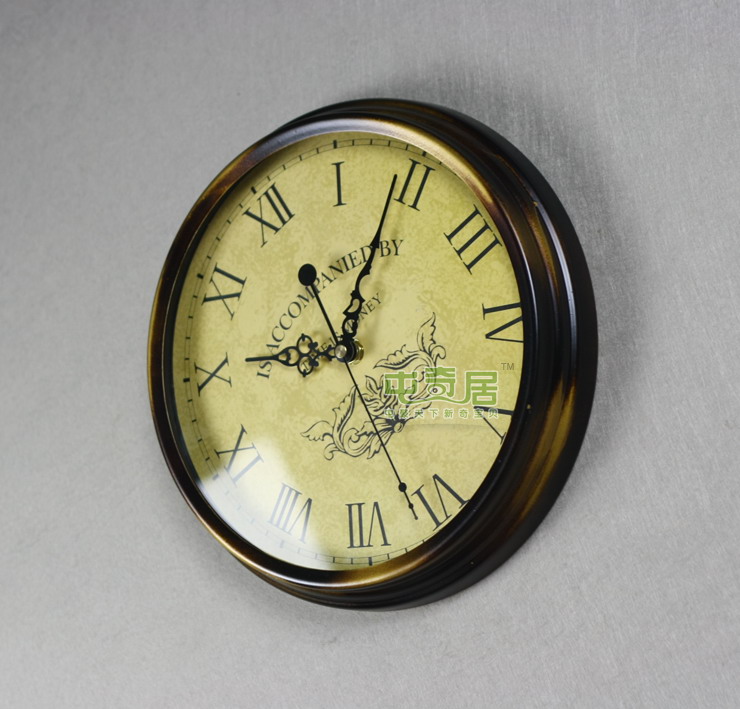 中号TQJ欧式铁艺挂钟/扫秒静音机芯/铁制挂钟/8505 图片色