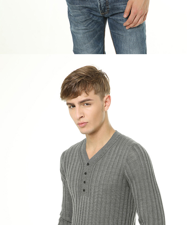 京品年货 迷迈男装 冬季新款 男士羊毛衫 男款针织衫毛衫v领 男式毛衣