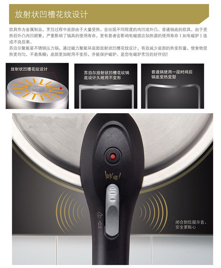苏泊尔高压锅 聚能星不锈钢节能压力锅 电磁炉通用 YW22N1 22厘米