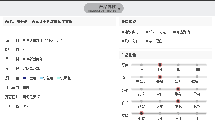 
                                        水墨佳人夏装新款修身显瘦圆领蕾丝连衣裙女装大码中长款假两件A字裙1FL018 浅兰色 XL                