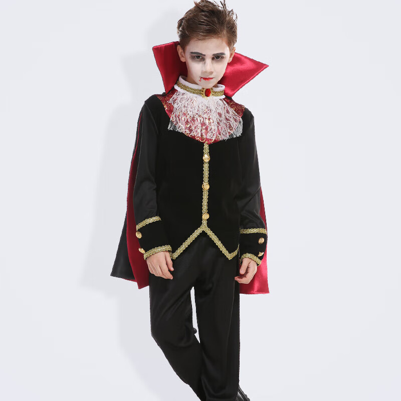 万圣节儿童服装男童化妆舞会服饰吸血鬼贵族恶魔演出衣服表演装扮