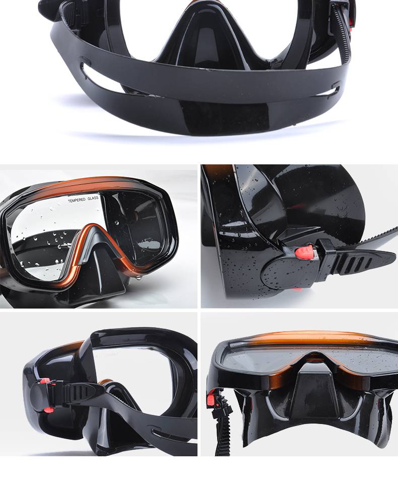 专业深潜潜水镜美国vr浮潜潜水眼镜面罩深潜面镜全干式呼吸管潜水泳镜
