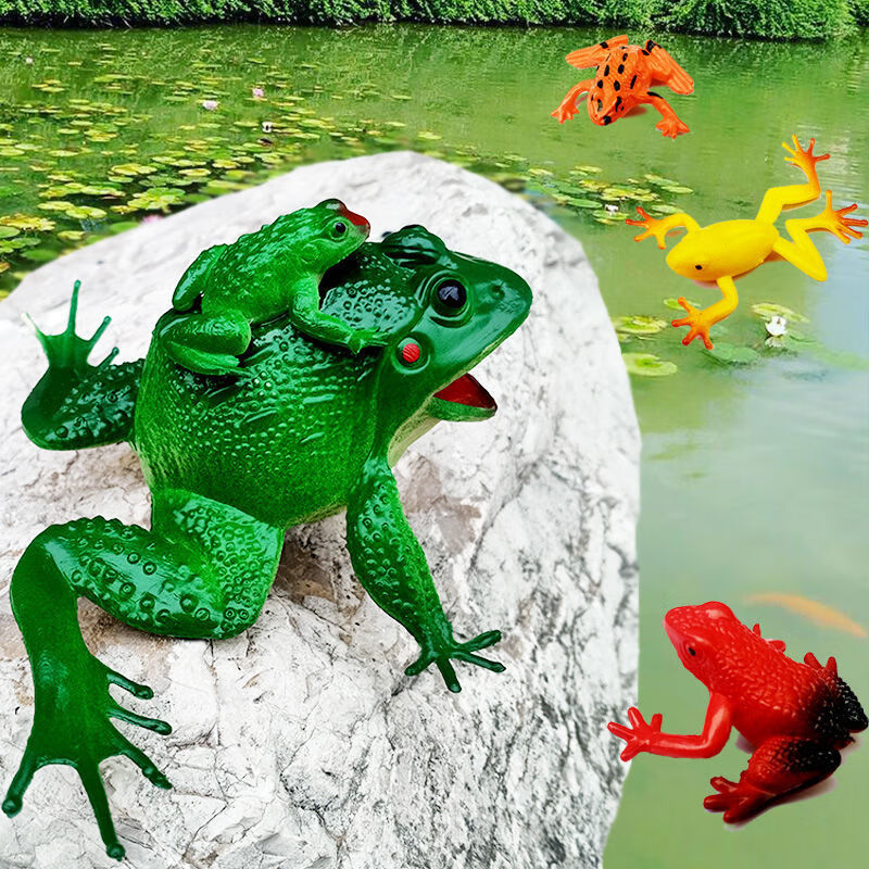 毅踏仿真小青蛙模型软体发声母子青蛙牛蛙蛤蟆假青蛙整蛊田蛙早教教具
