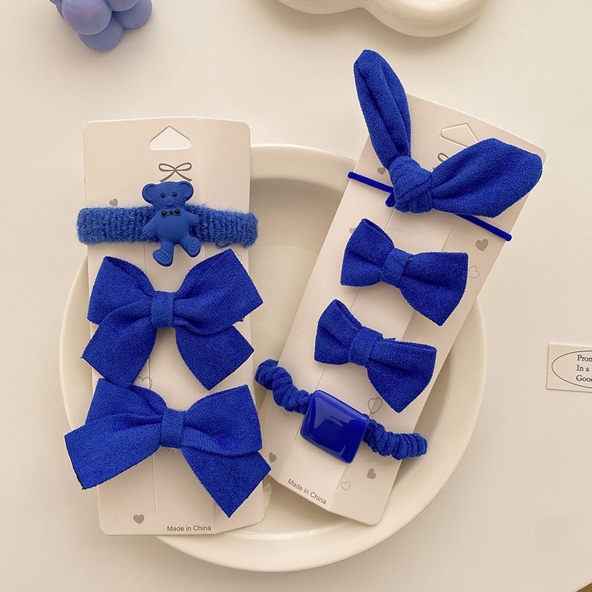 朋趣克莱因蓝饰品气质蝴蝶结头饰发绳女橡皮筋扎头发