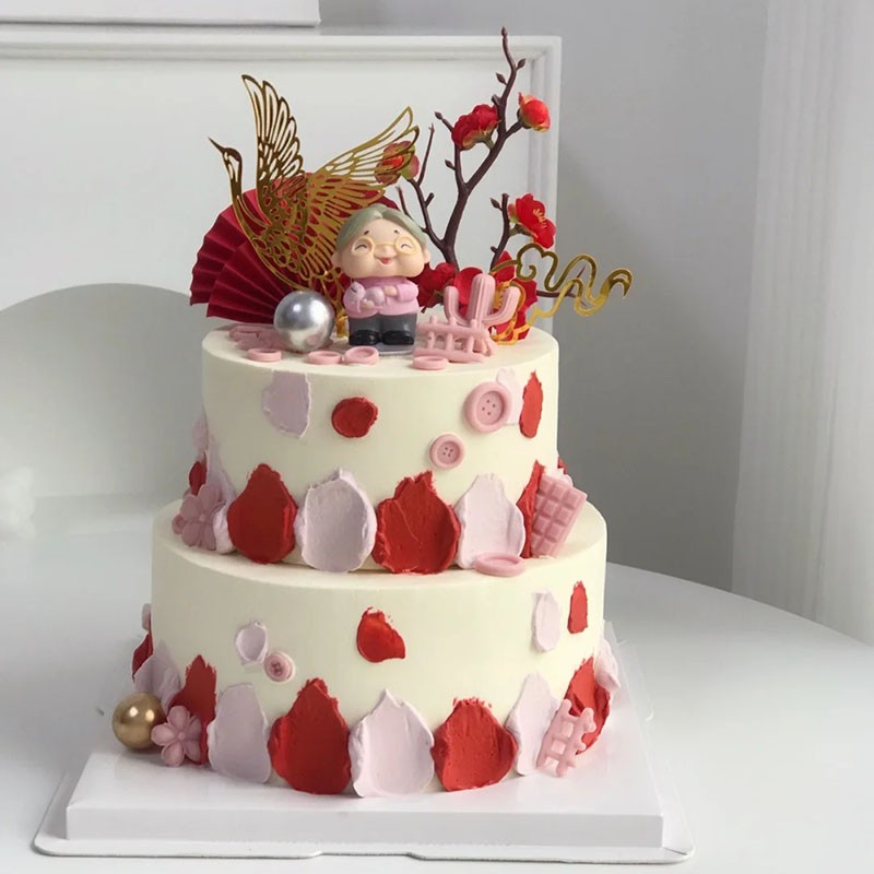 芙瑞多网红双层生日蛋糕祝寿同城配送当日送达送长辈老人全国订做做寿