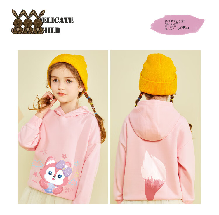 Jeanswest Girls' Sweatshirt, Spring And Autumn Style 2025, Sweet-Style Top for Girls, Children's Hooded Clothing, Casual Autumn Wear for Older Kids 9