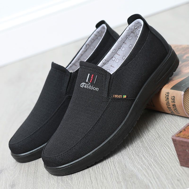 牛筋底一脚蹬布鞋老头鞋休息男鞋散步鞋老北京布鞋男一脚蹬软底防滑