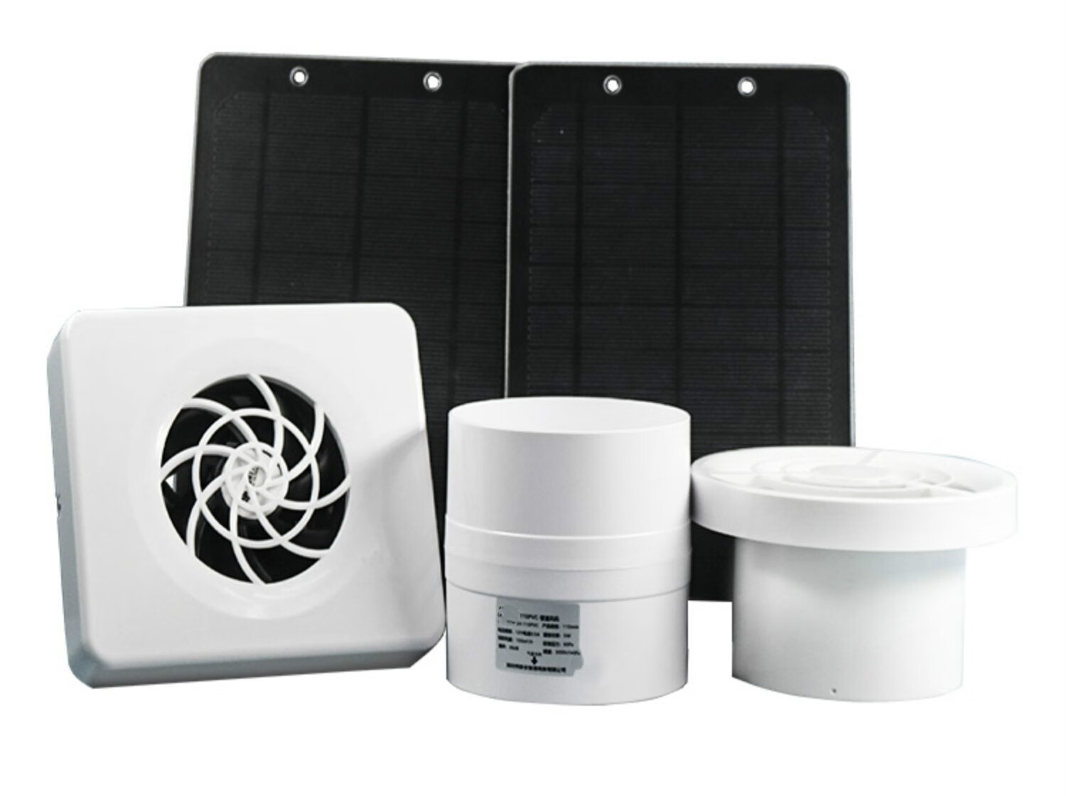 110太阳能管道排风扇75换气扇12v屋顶抽风机家用卫生间排风扇 50-6w