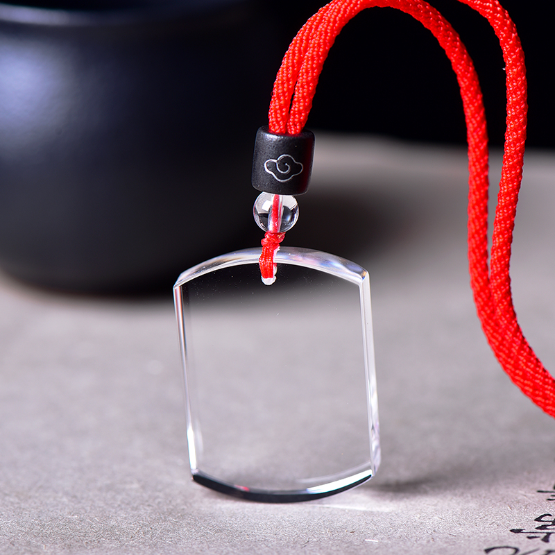 精品保真白水晶无事牌吊坠女士太平牌挂件儿童项链礼物 非净体红绳款