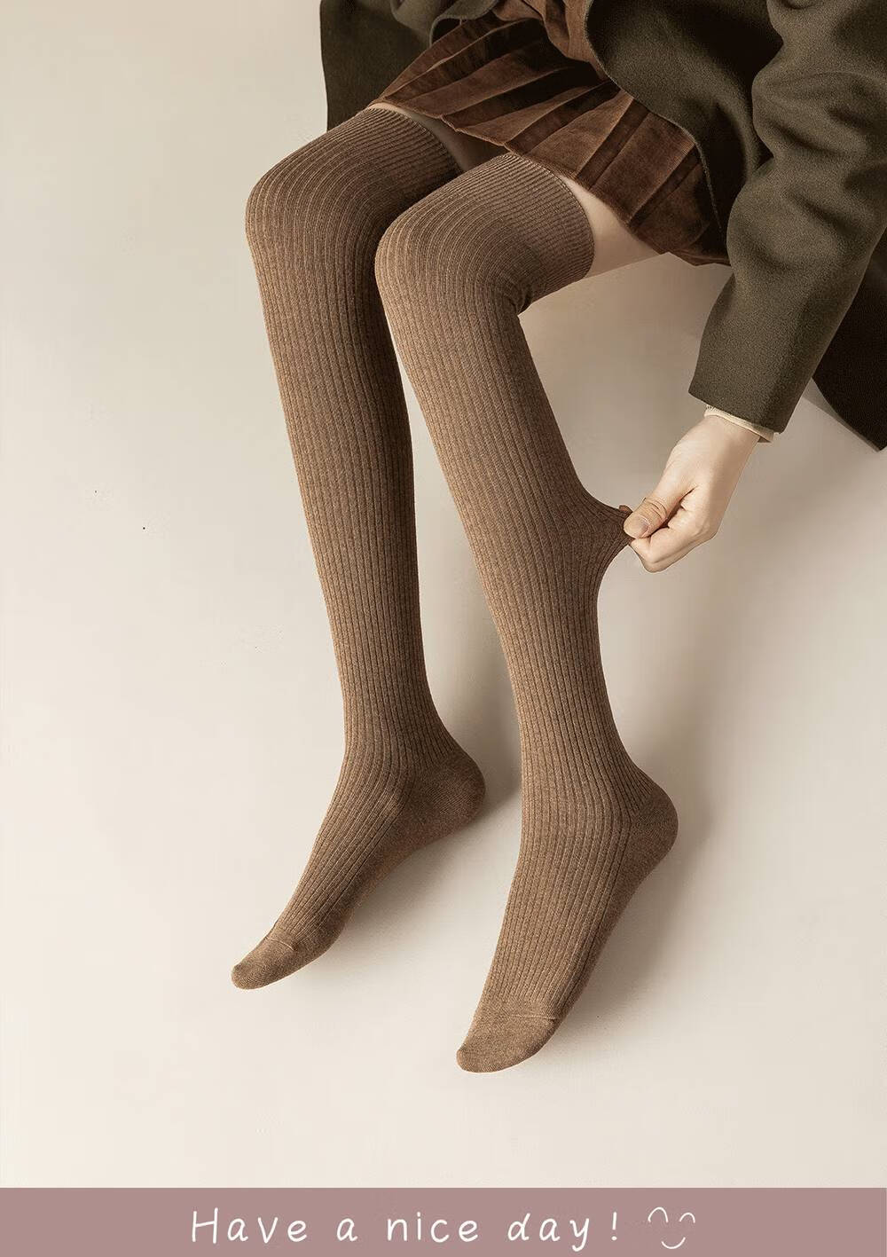 女生袜子小腿及膝袜长袜子女大腿袜棉秋冬高筒袜秋季过膝袜色日系学院